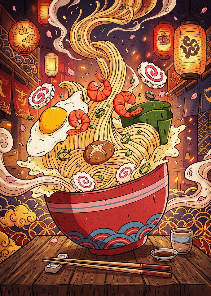 Ramen Bowl Japanese Anime Art