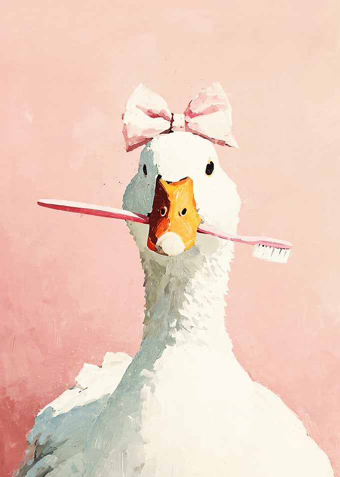 Cute Goose with Pink Bow