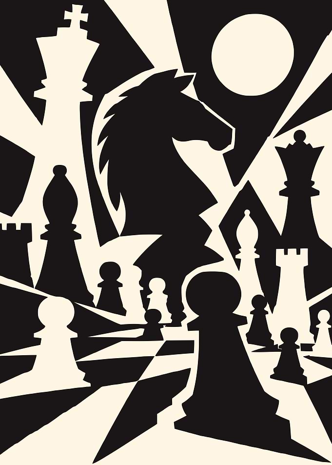 Abstract Black and White Chess Art