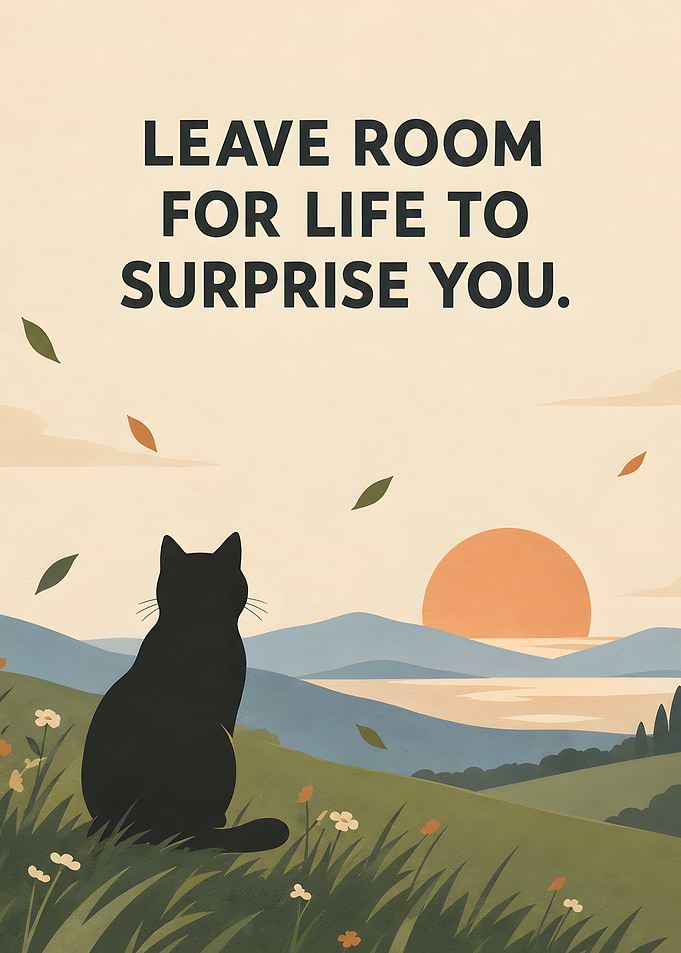Cat Watching Sunset Inspirational Poster