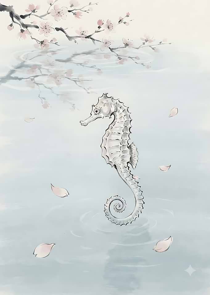 Seahorse with Cherry Blossoms