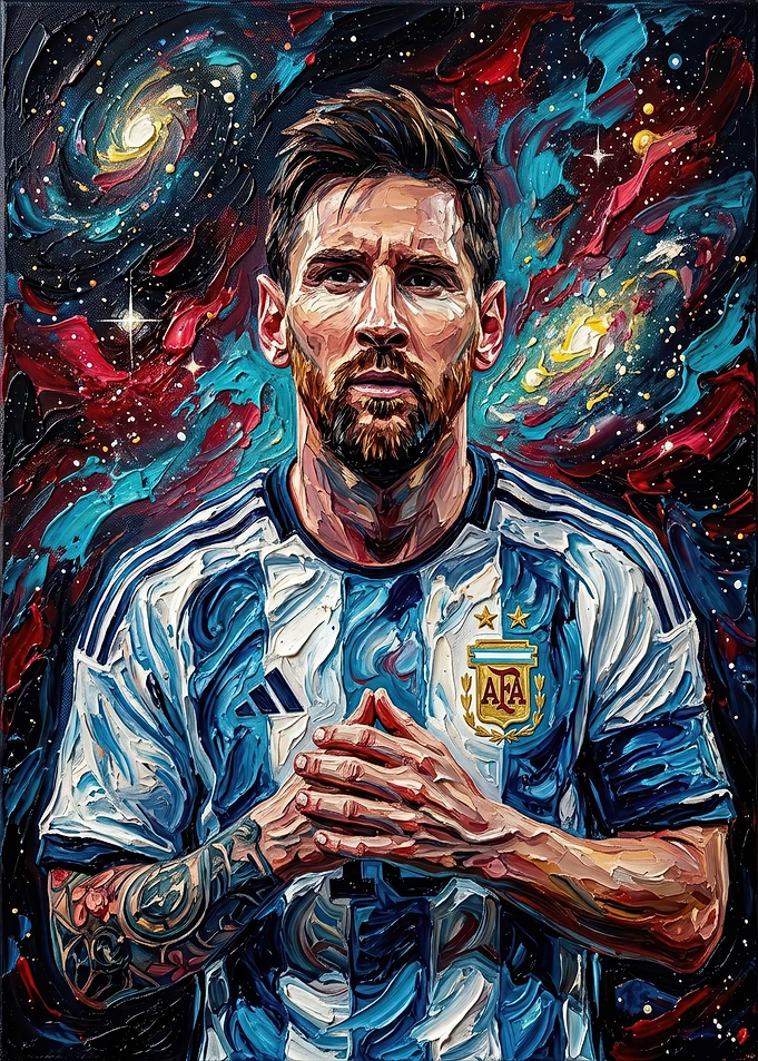 Lionel Messi Cosmic Oil Painting