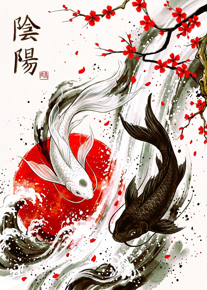 Yin Yang Koi Fish Art