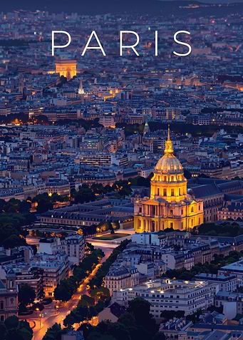 Paris Cityscape at Night Poster