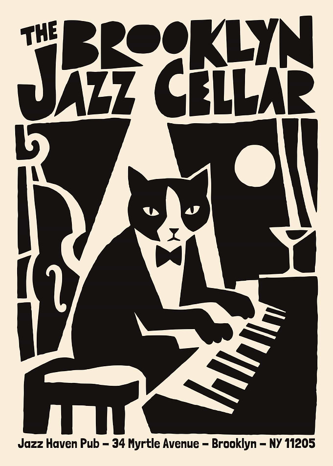 The Brooklyn Jazz Cellar Cat Poster
