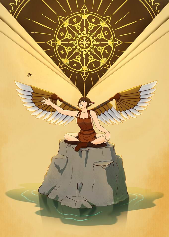 Mechanical Winged Dani The Blacksmith on a Rock
