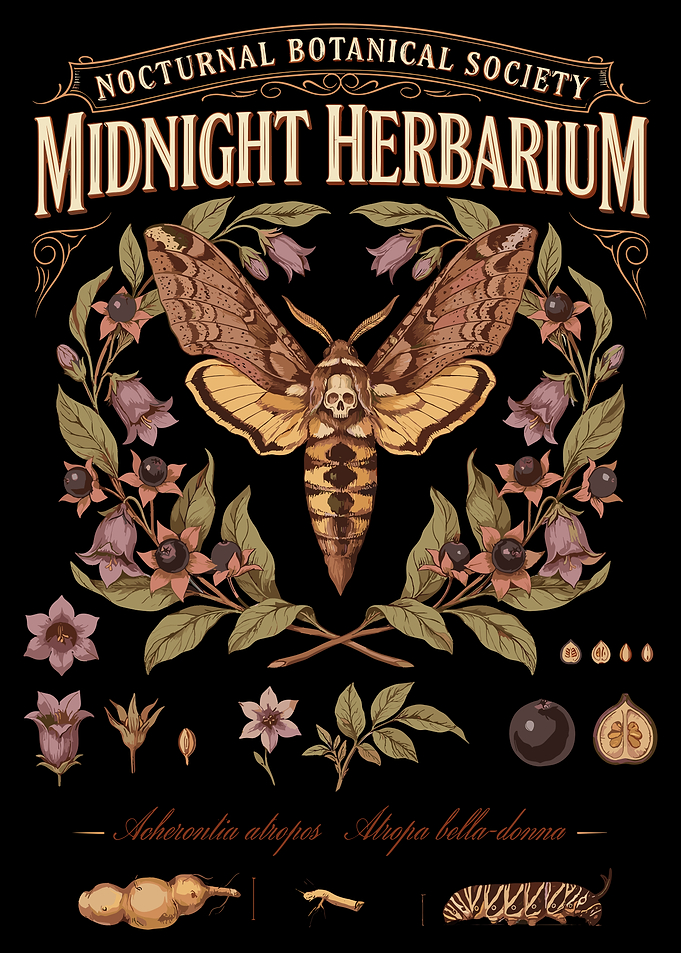 Midnight Herbarium Death's-head Moth Poster