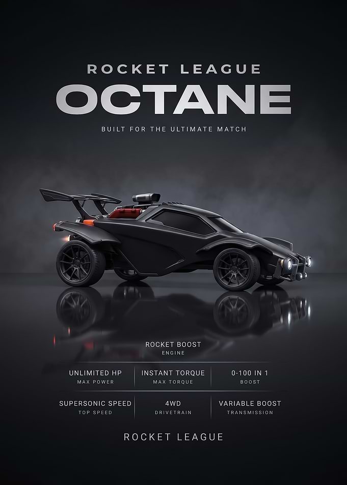 A sleek side profile black octane minimalist car poster
