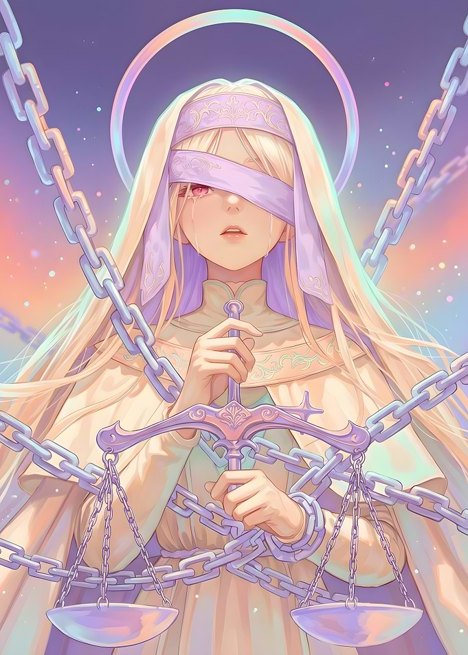 Blindfolded Angel with Scales of Justice
