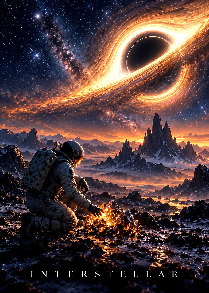 Interstellar Astronaut Exploring Alien Planet