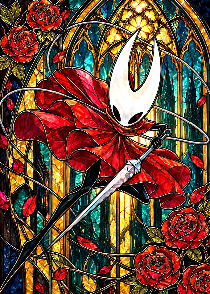 Hornet Hollow Knight Stained Glass Art