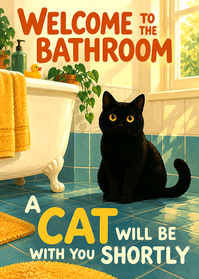 Welcome to the Bathroom Cat Poster