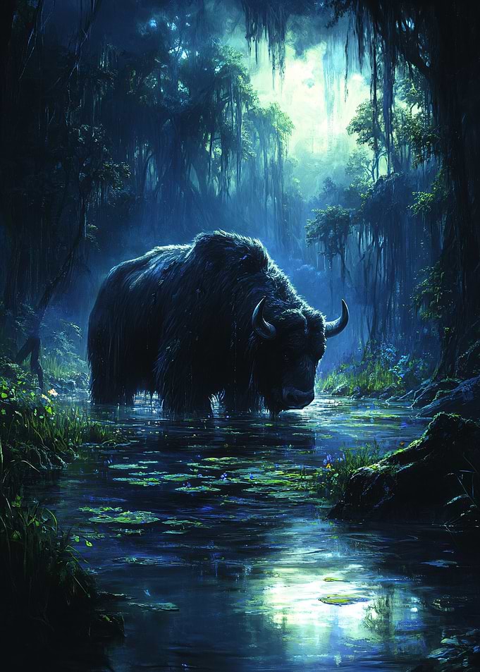 Mystical Bison in Enchanted Forest