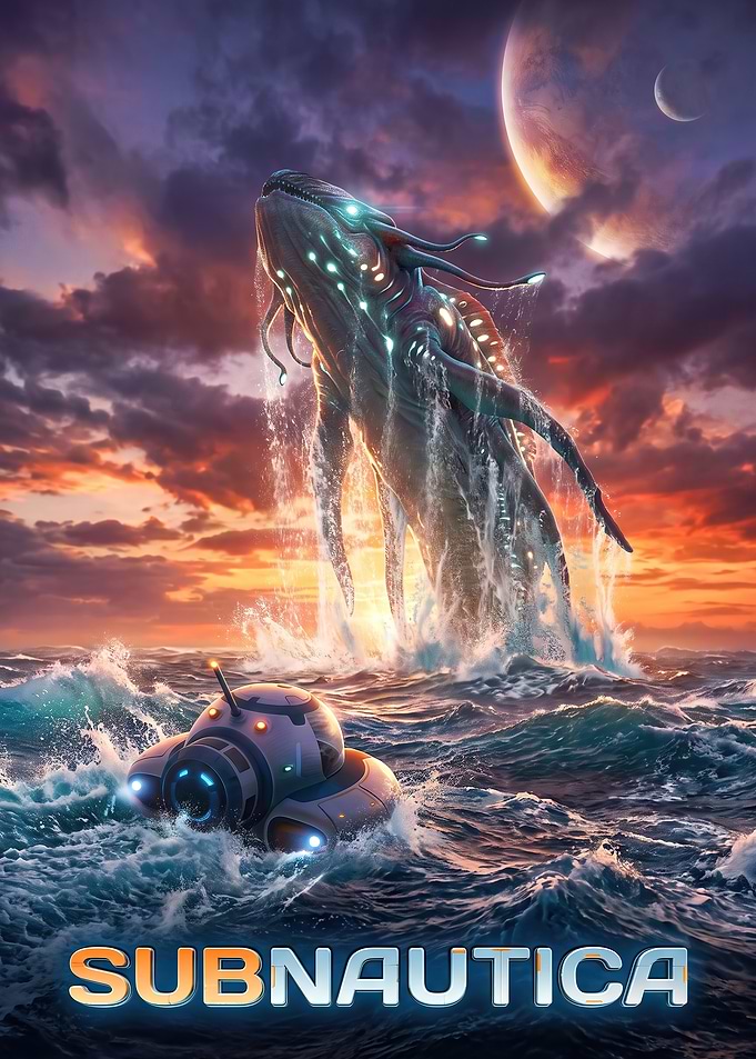 Subnautica Sea Creature and Submarine