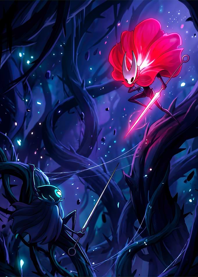 Hornet and Ghost Duel in Thorns