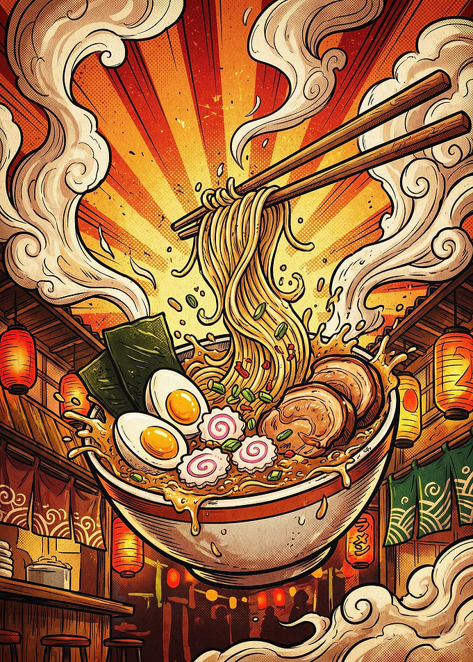 Ramen Noodles Japanese Comic Poster