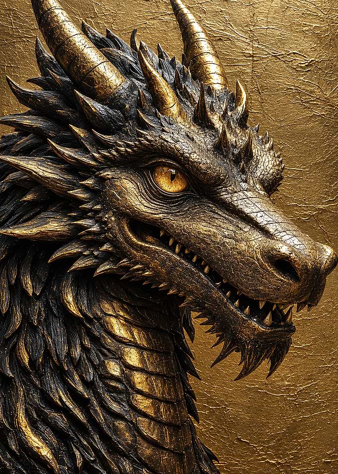 Majestic Golden Dragon Portrait