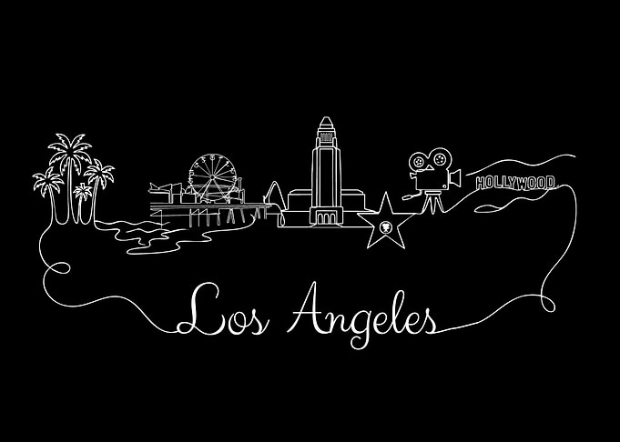 Los Angeles City Skyline Line Art