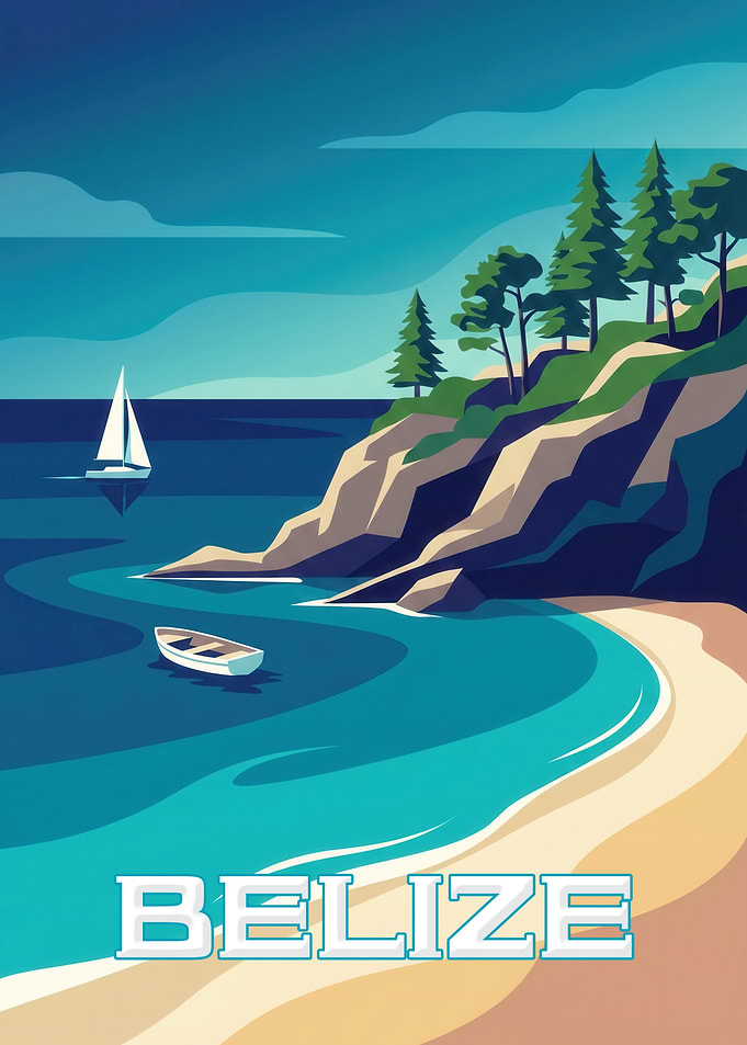 Belize Coastal Travel Poster