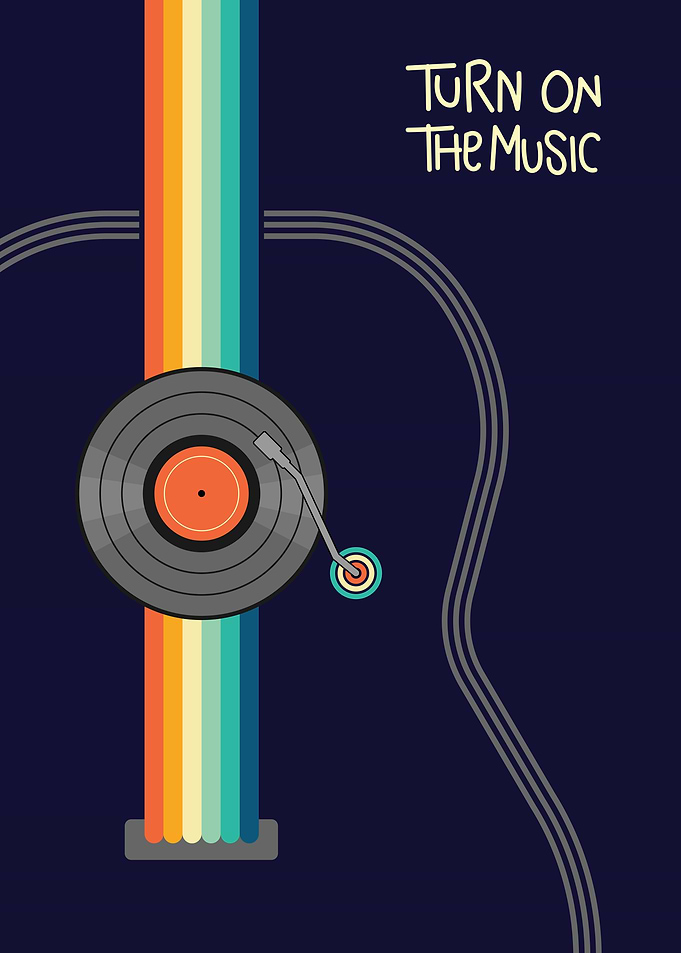 Turn On The Music Retro Poster