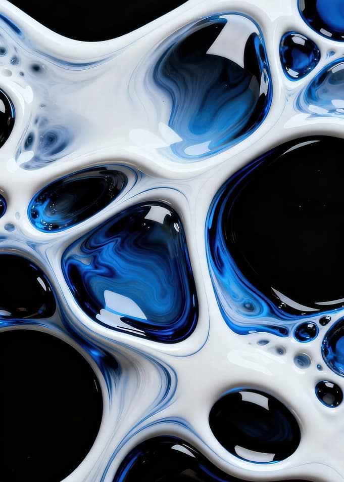 Abstract Blue and White Fluid Art