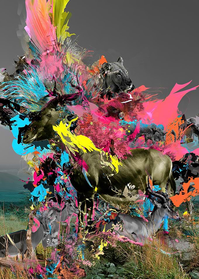 Abstract Wildlife Fusion Art