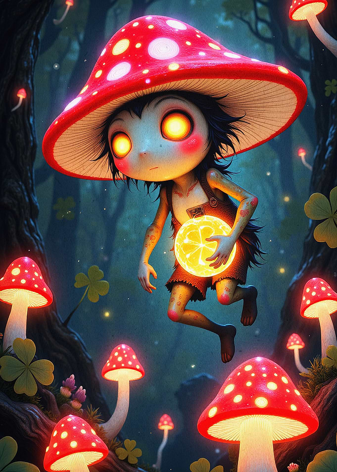 Glow Mushroom Elf Fantasy Art