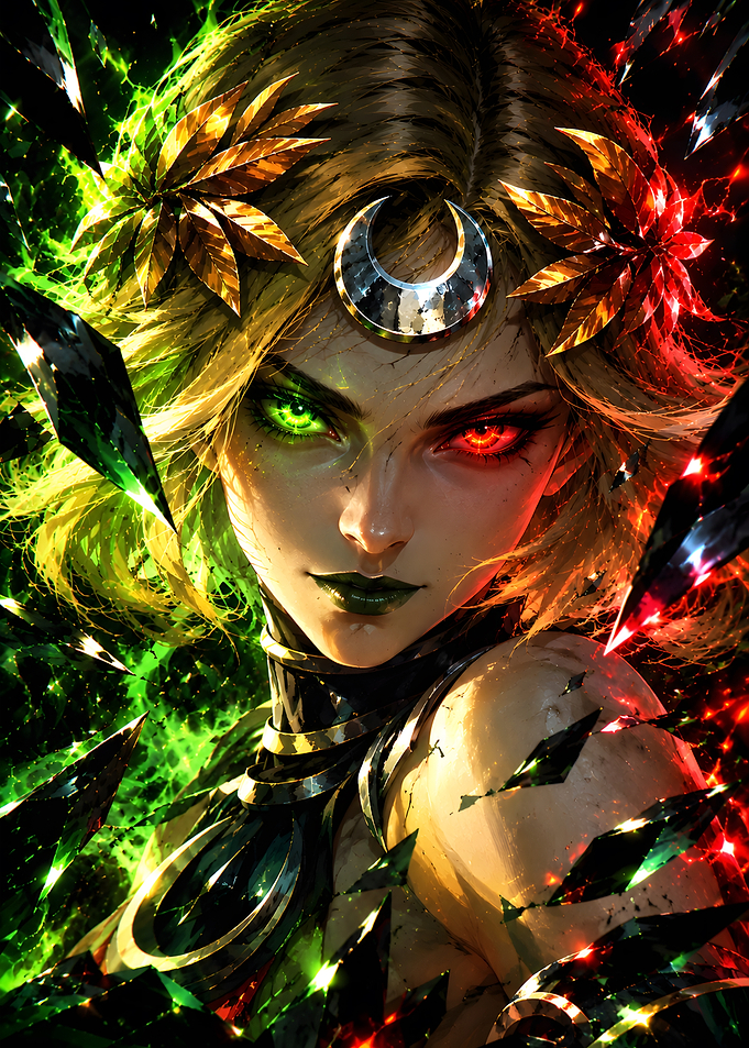 Dual-Colored Fantasy Warrior Portrait