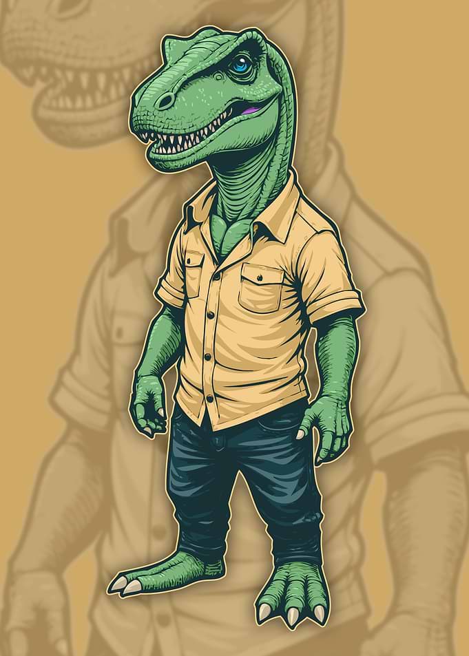 Anthropomorphic Dinosaur in Casual Clothing