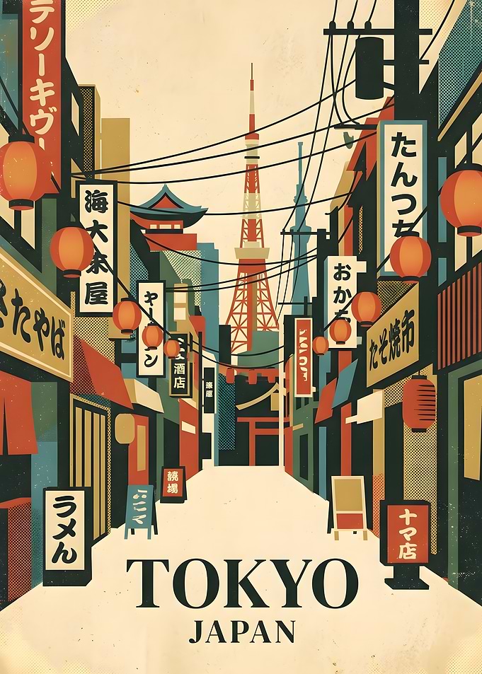 Vintage Tokyo Street Poster