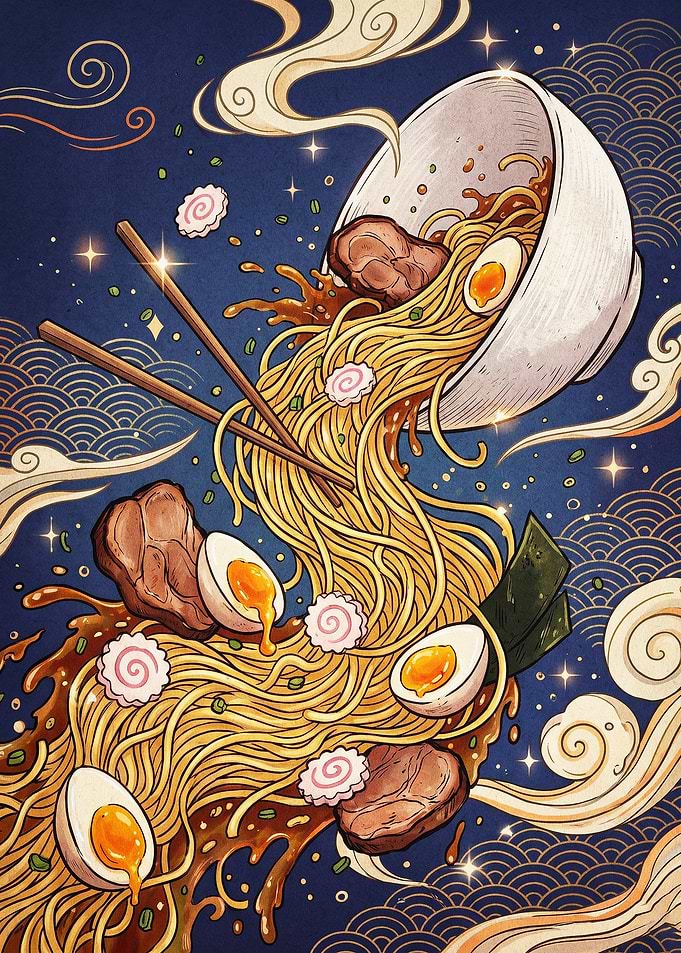 Magical Ramen Bowl Japanese Art