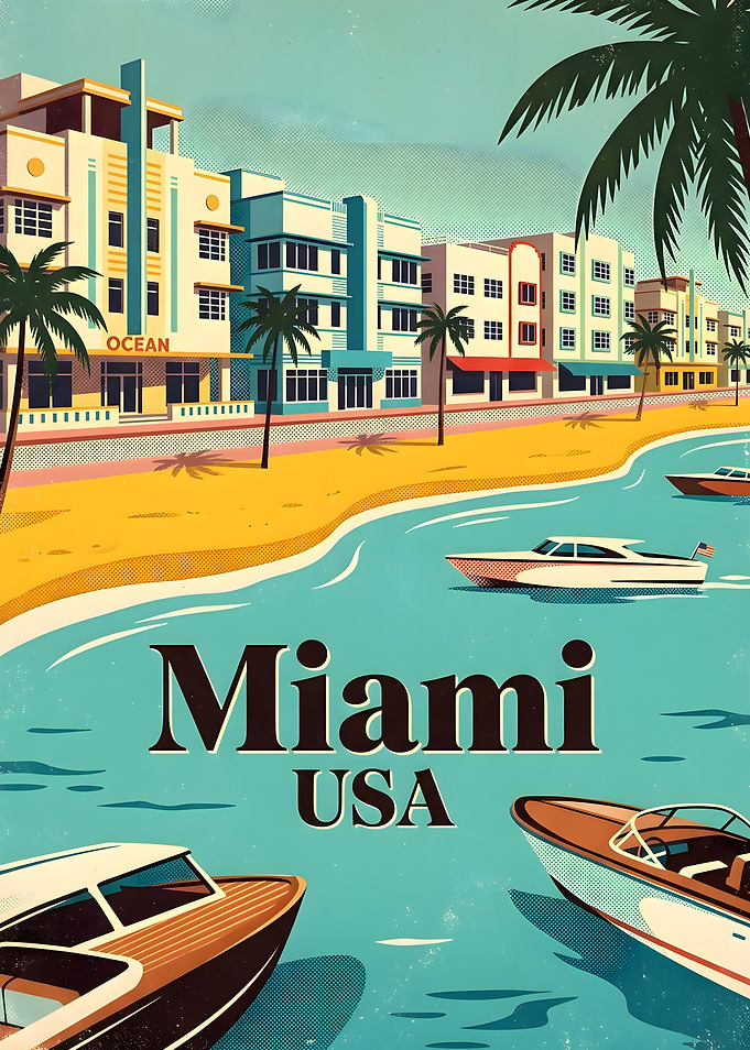 Vintage Miami Beach Travel Poster