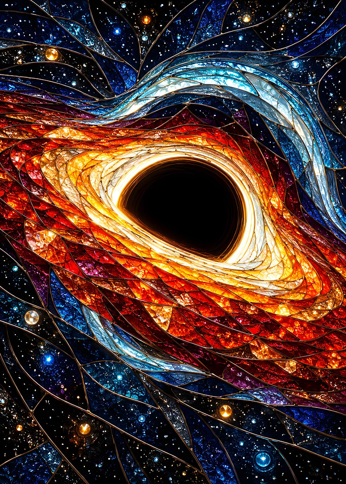Stained Glass Black Hole Cosmic Art