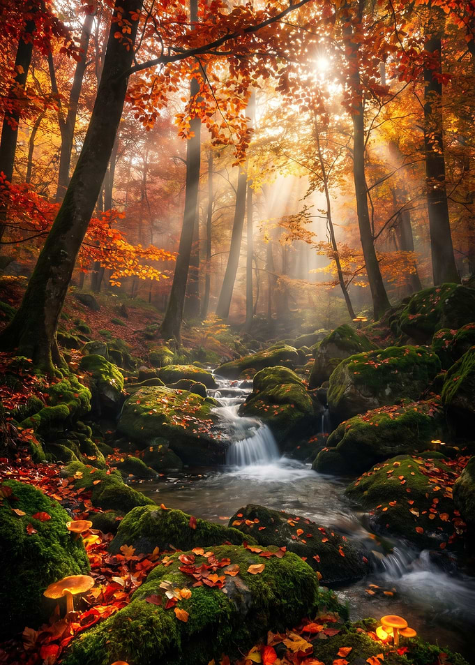 Enchanted Autumn Forest Stream