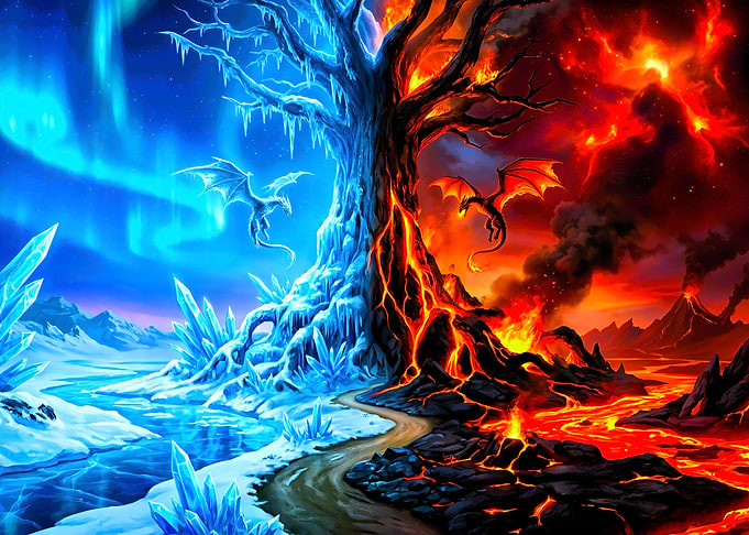 Dual Nature Fire and Ice Dragons