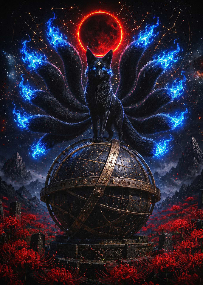 Nine-Tailed Fox Mystic Art Poster