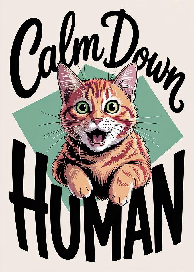 Calm Down Human Cat Poster