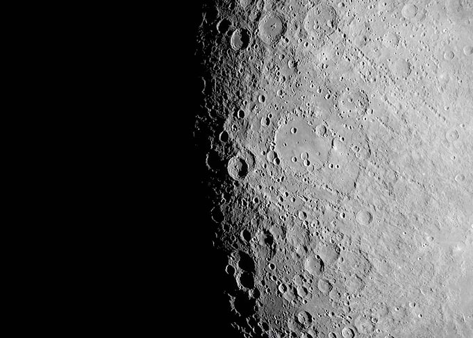 Detailed Lunar Surface Crater View