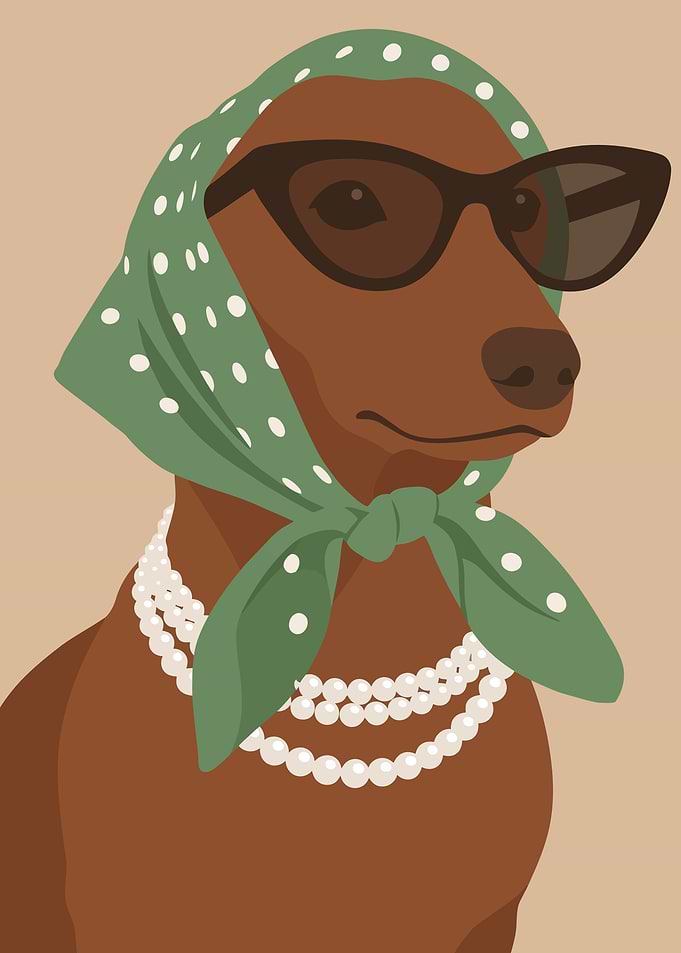 Stylish Dachshund in Polka Dot Scarf