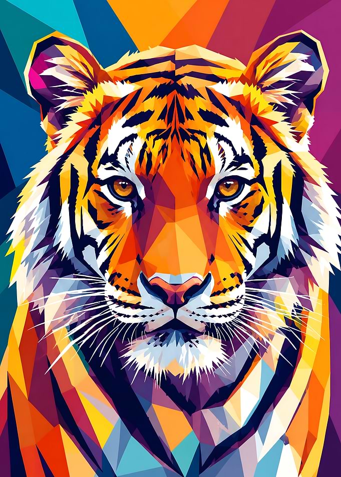 Geometric Low Poly Tiger Portrait