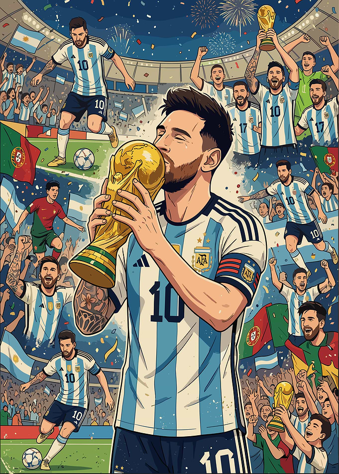 Lionel Messi World Cup Victory Illustration