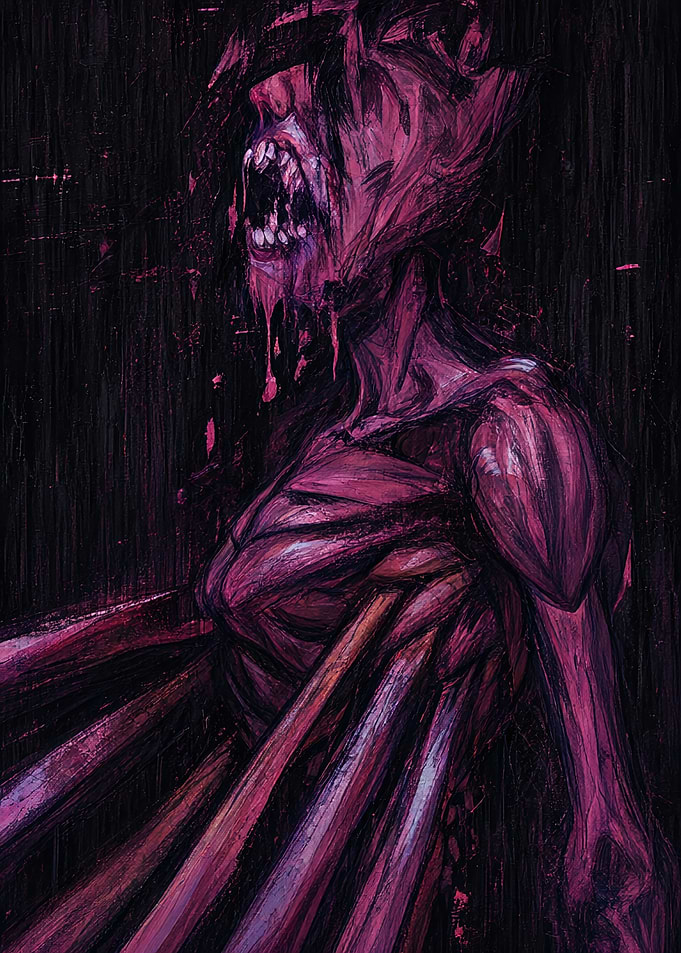 Eerie Screaming Flesh Monster Illustration