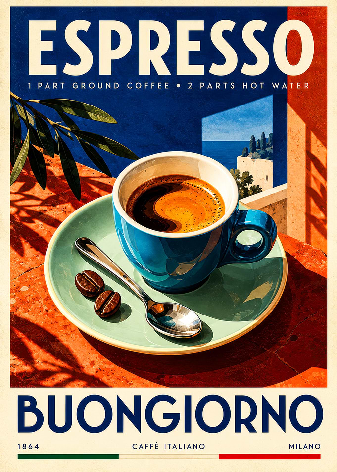 Vintage Italian Espresso Coffee Poster