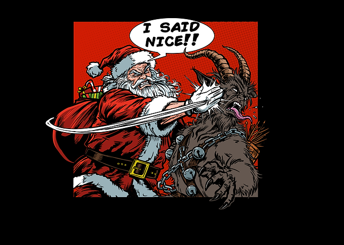 Santa Claus Punching Krampus Comic Art