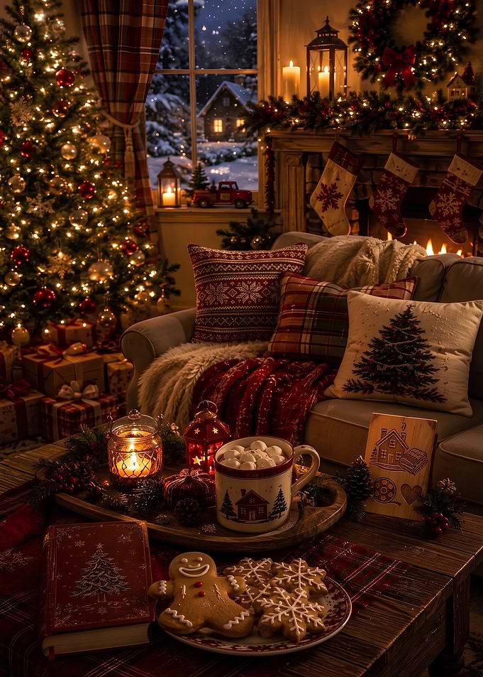 Cozy Christmas Living Room Scene