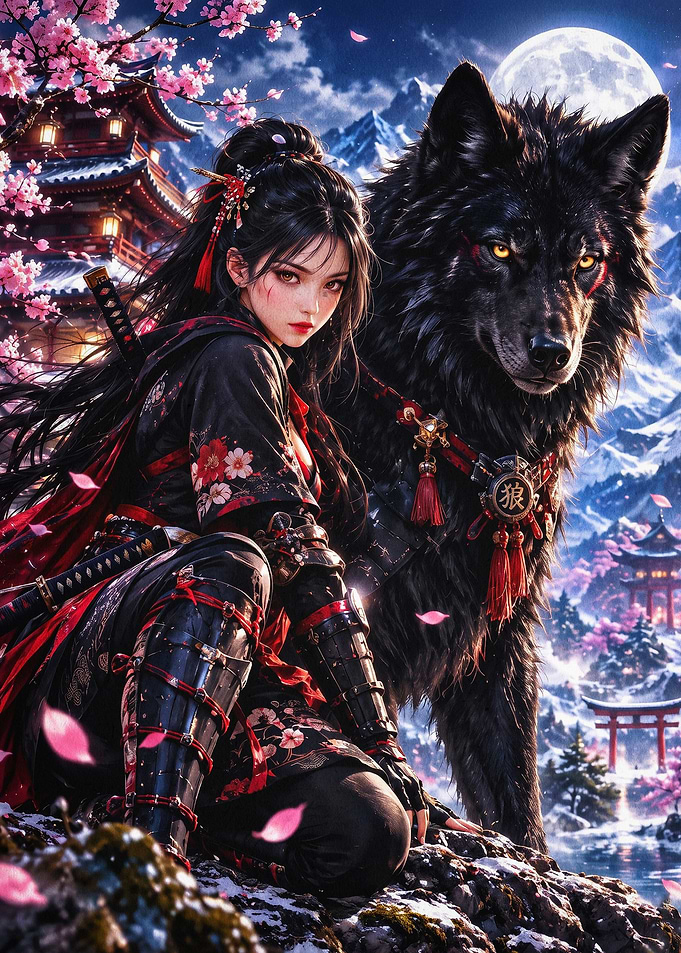Samurai Wolf Fantasy Anime Art