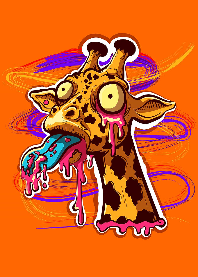 Psychedelic Melting Giraffe Illustration