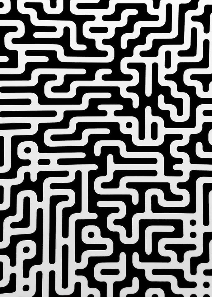Abstract Black and White Maze Pattern