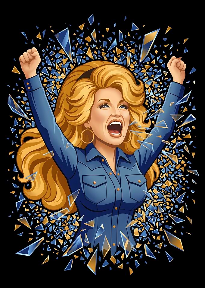 Dolly Parton Shattered Glass Illustration