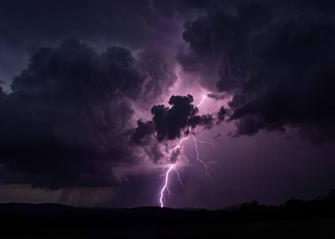 Dramatic Purple Lightning Storm